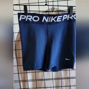 Nike Pro Navy Compression Shorts with White Logo Size Medium